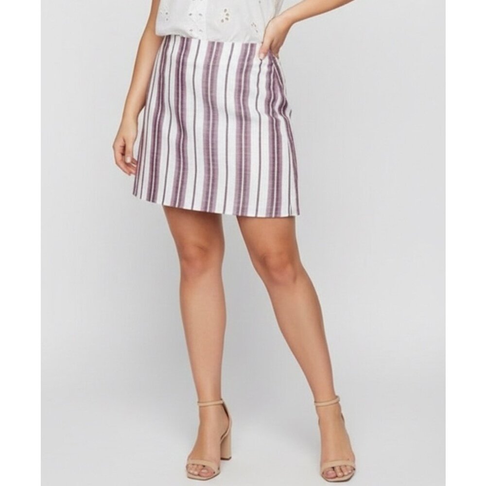 Express Striped High Waisted A-line Mini Skirt 16